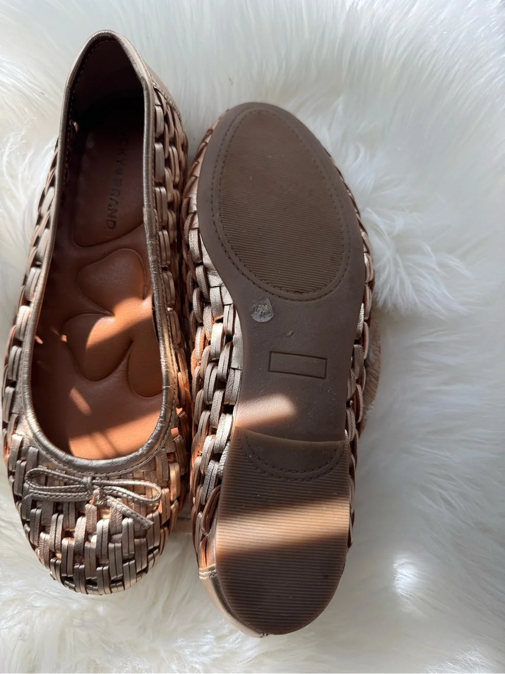 Lucky Brand Metallic Gold Woven Ballet Flats